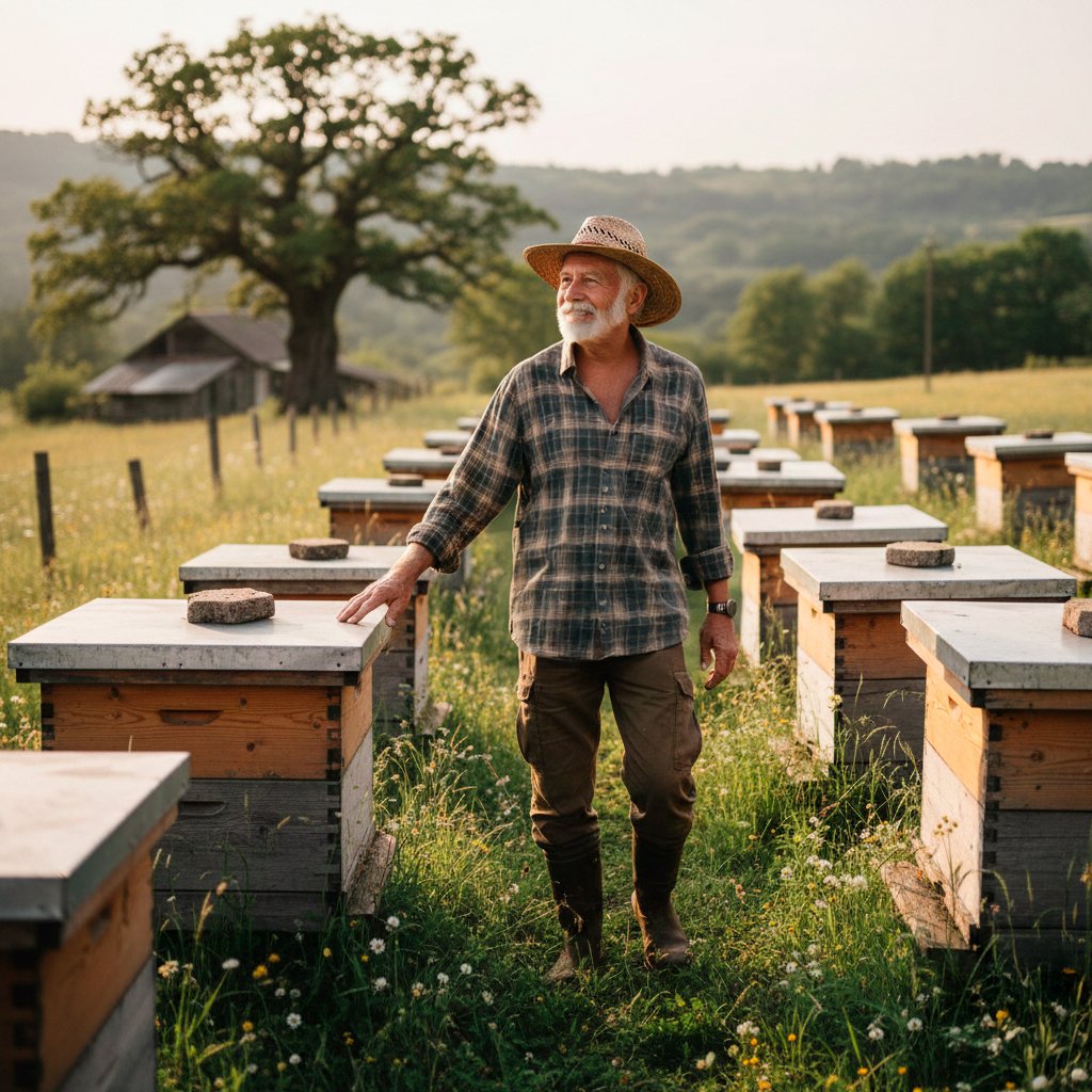 Apicultor no campo