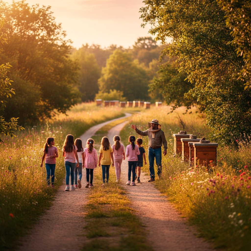 apicultor com crianças