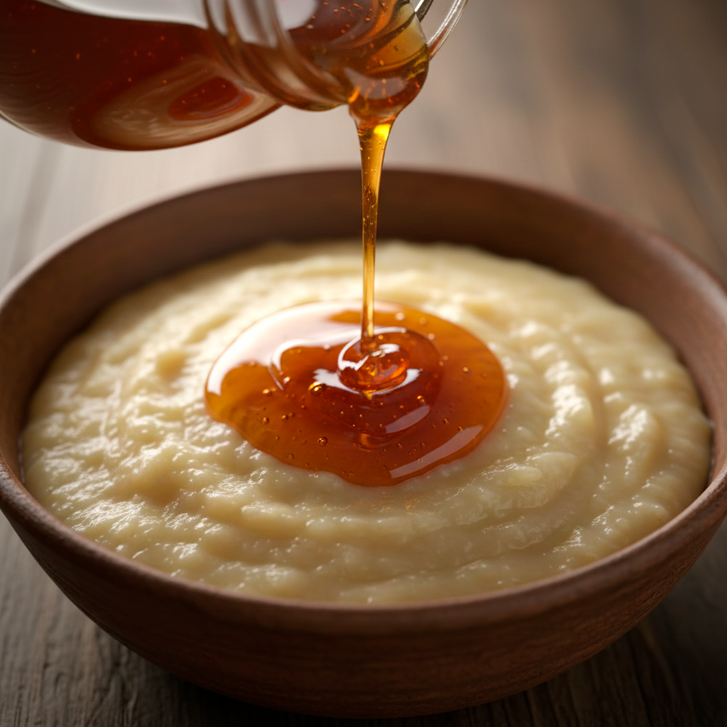 Puré de banana com mel